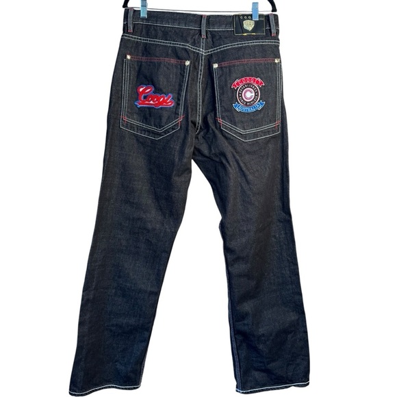 Vintage COOGI Jeans Adult 34x34 Black Embroidered Y2K Denim Straight Baggy - Picture 1 of 11